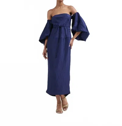 Rosie Assoulin Balloon Sleeve Maxi Dress In Navy In Blue