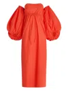 Rosie Assoulin Off-the-shoulder Cotton-poplin Midi Dress In Red