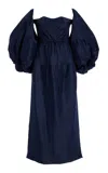 Rosie Assoulin Off-the-shoulder Taffeta Midi Dress In Navy