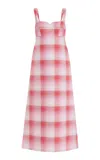 Rosie Assoulin Banana-sleeve Plaid Midi Dress In Red