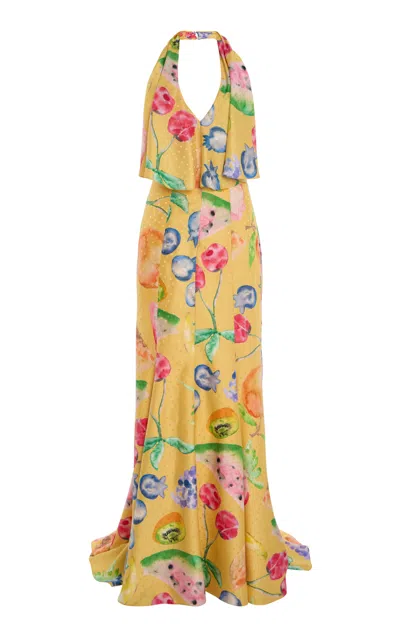 Rosie Assoulin Bat Your Eyelashes Silk Gown In Multi