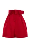 Rosie Assoulin Belted Wide Silk Shorts In Red