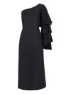 Rosie Assoulin Bidi Bidi Bom Bom Ruffled One-shoulder Midi Dress In Black