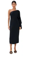 Rosie Assoulin Bidi Bidi Bom Bom Tea Length Dress Black In Black