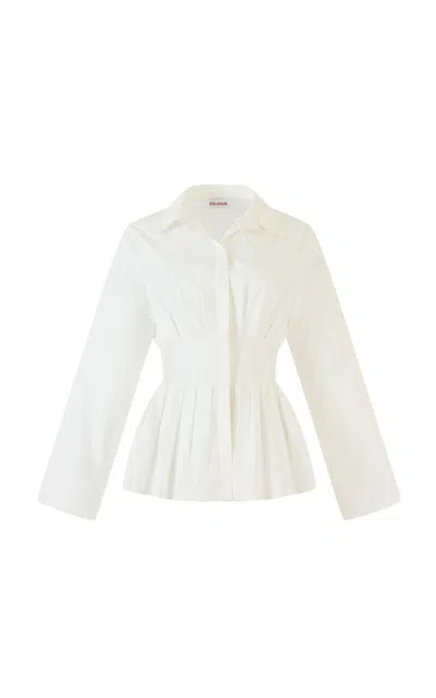 Rosie Assoulin Boogie Woogie Bugle Boy Cotton Poplin Top In White