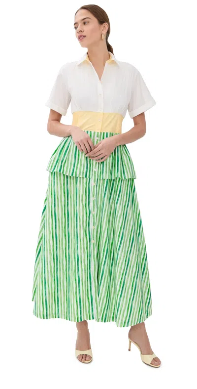 Rosie Assoulin Boogie Woogie Bugle Boy Dress Green In Multi