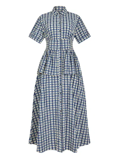 Rosie Assoulin Boogie Woogie Bugle Boy Maxi Shirt Dress In Blue