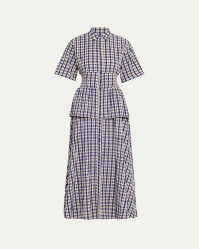 Rosie Assoulin Boogie Woogie Bugle Boy Maxi Shirtdress In Blue