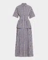Rosie Assoulin Boogie Woogie Bugle Boy Checked Seersucker Maxi Shirt Dress