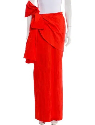 Pre-owned Rosie Assoulin Bow Accents Long Skirt In Orange