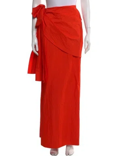 Pre-owned Rosie Assoulin Bow Accents Long Skirt In Orange