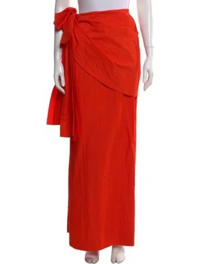 Pre-owned Rosie Assoulin Bow Accents Long Skirt In Orange