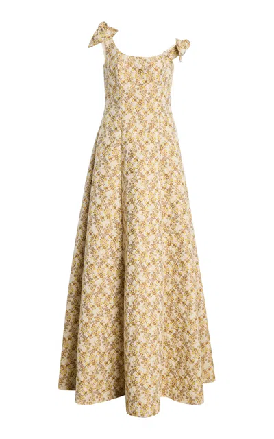 Rosie Assoulin Bow A-line Jacquard Gown In Neutral