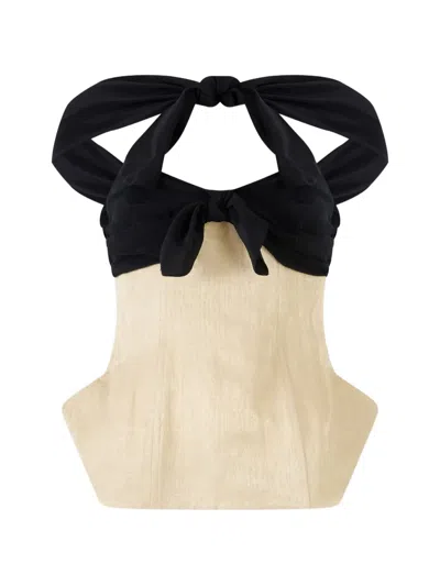 Rosie Assoulin Bow Peplum Top In Black