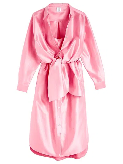 Rosie Assoulin Bustino Button Down Dress In Starfish Pink