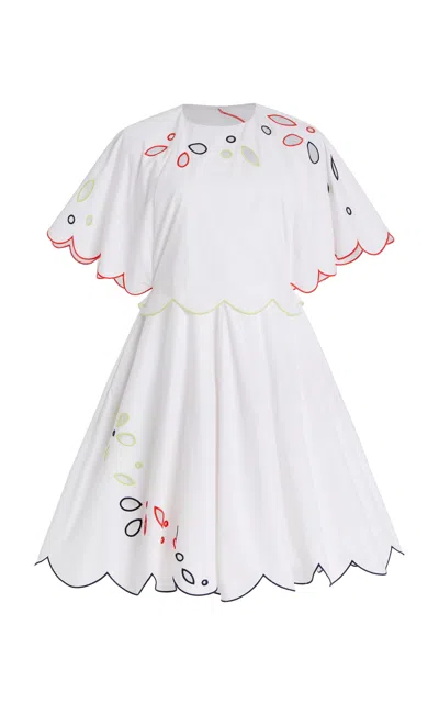 Rosie Assoulin Buttercup Embroidered Cotton Mini Dress