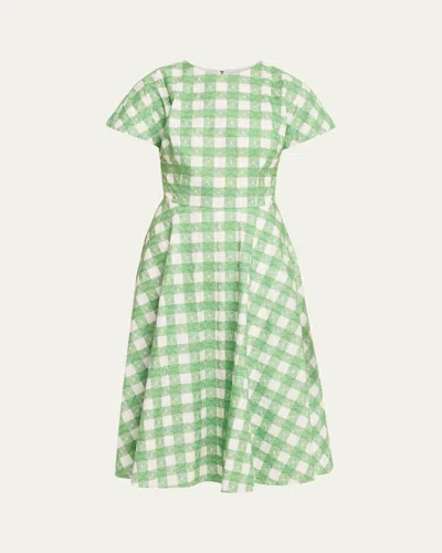 Rosie Assoulin Buttercup Gingham Short-sleeve Mini Dress In Multi