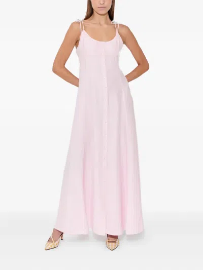 Rosie Assoulin Button-fastening Maxi Dress In Pink