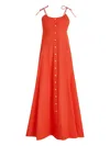 Rosie Assoulin Button-front Tie-strap Maxi Dress In Orange
