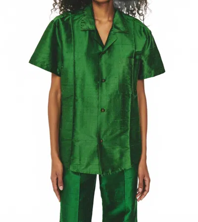 Rosie Assoulin Cabana Silk Top In Emerald In Green