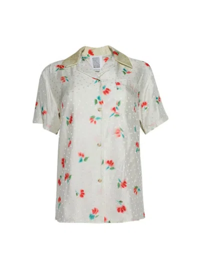 Rosie Assoulin Cabana Top In Tulip Jacquard White And Multicolor