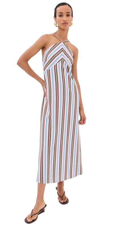 Rosie Assoulin Call Me Maybe Striped Poplin Maxi Dress In Multi