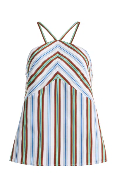 Rosie Assoulin Call Me Maybe Striped Halter Top In Multi