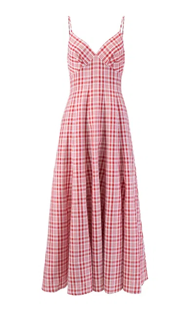 Rosie Assoulin Checked Jersey Maxi Dress In Burgundy