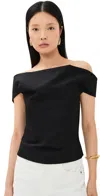 Rosie Assoulin Can't Bare It Off-the-shoulder Cotton Top In Black