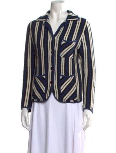 Pre-owned Rosie Assoulin Cashmere Striped Sweater In Blue