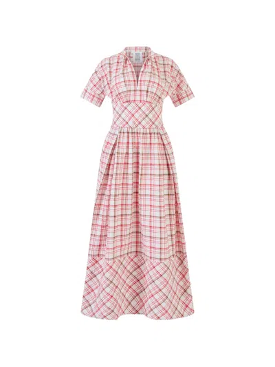 Rosie Assoulin Checked Pleated Dress In White