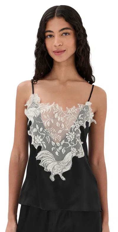 Rosie Assoulin Chicken Lace Silk Tank Top Black