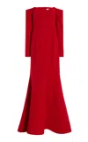 Rosie Assoulin Clamshell Off-the-shoulder Silk Gown In Red
