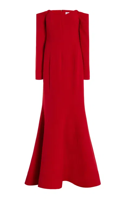 Rosie Assoulin Clamshell Off-the-shoulder Silk Gown In Red