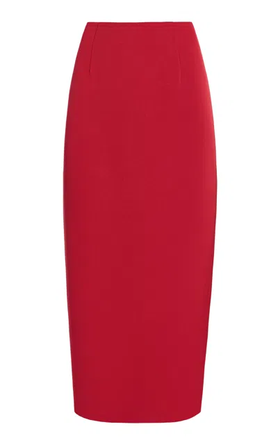 Rosie Assoulin Classic Pencil Satin Midi Skirt In Red