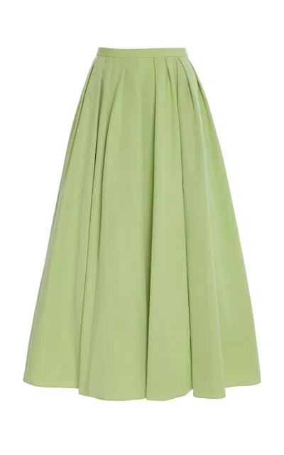 Rosie Assoulin Classic Pleated Cotton Skirt In Green