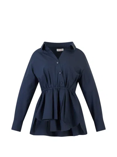 Rosie Assoulin Collared Pleated Shirt In Blue