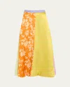 Rosie Assoulin Quartered Patchwork A-line Midi Skirt In Rainbow