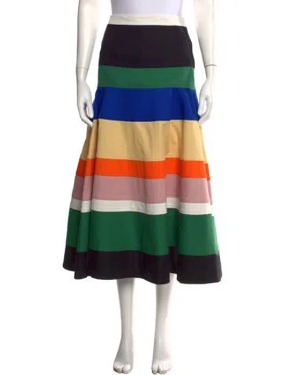 Pre-owned Rosie Assoulin Colorblock Pattern Long Skirt In Black