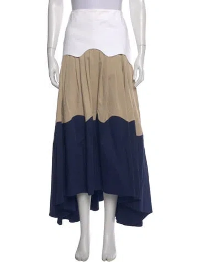 Pre-owned Rosie Assoulin Colorblock Pattern Long Skirt In Blue