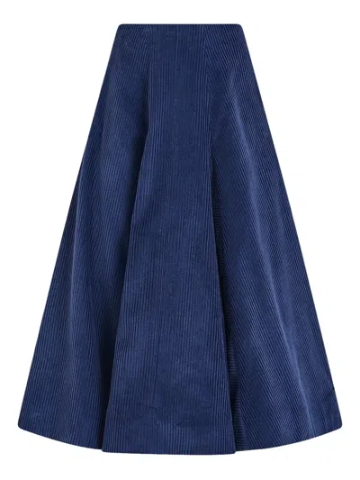 Rosie Assoulin Corduroy A-line Skirt In Blue