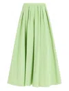Rosie Assoulin Cotton-blend Midi Pleated Skirt In Green
