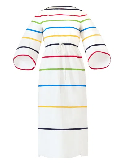 Rosie Assoulin Ribbon Grosgrain-trimmed Cotton-poplin Midi Dress In White