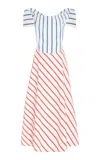 Rosie Assoulin Cowl V Dress In Stripe