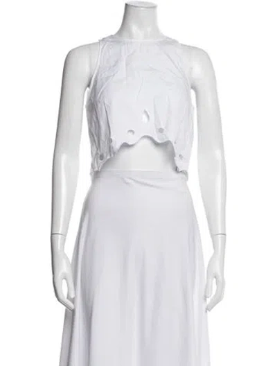 Pre-owned Rosie Assoulin Crew Neck Sleeveless Crop Top In White