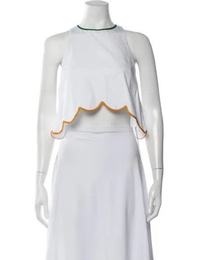 Pre-owned Rosie Assoulin Crew Neck Sleeveless Crop Top In White