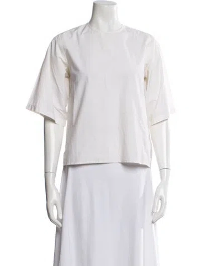 Pre-owned Rosie Assoulin Crew Neck Three-quarter Sleeve Top In White