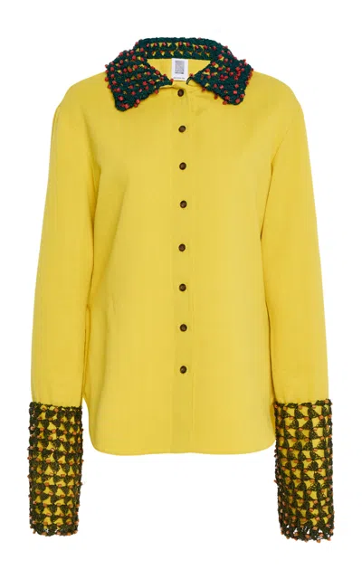 Rosie Assoulin Crochet Button Up In Yellow