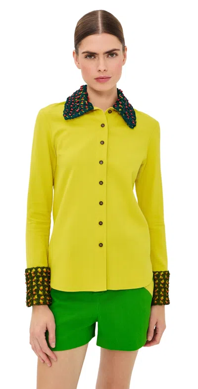 Rosie Assoulin Crochet Button Up Sun Yellow In Multi