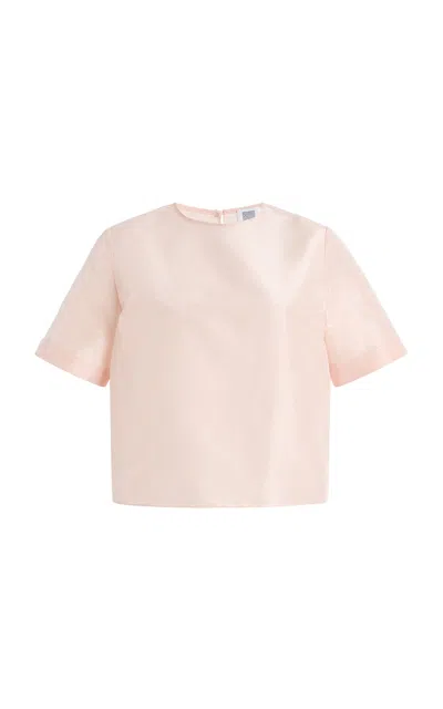 Rosie Assoulin Cuffed Cropped Silk Tee In Pink